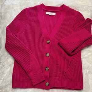 LOFT Fuchsia Button-Up Cardigan